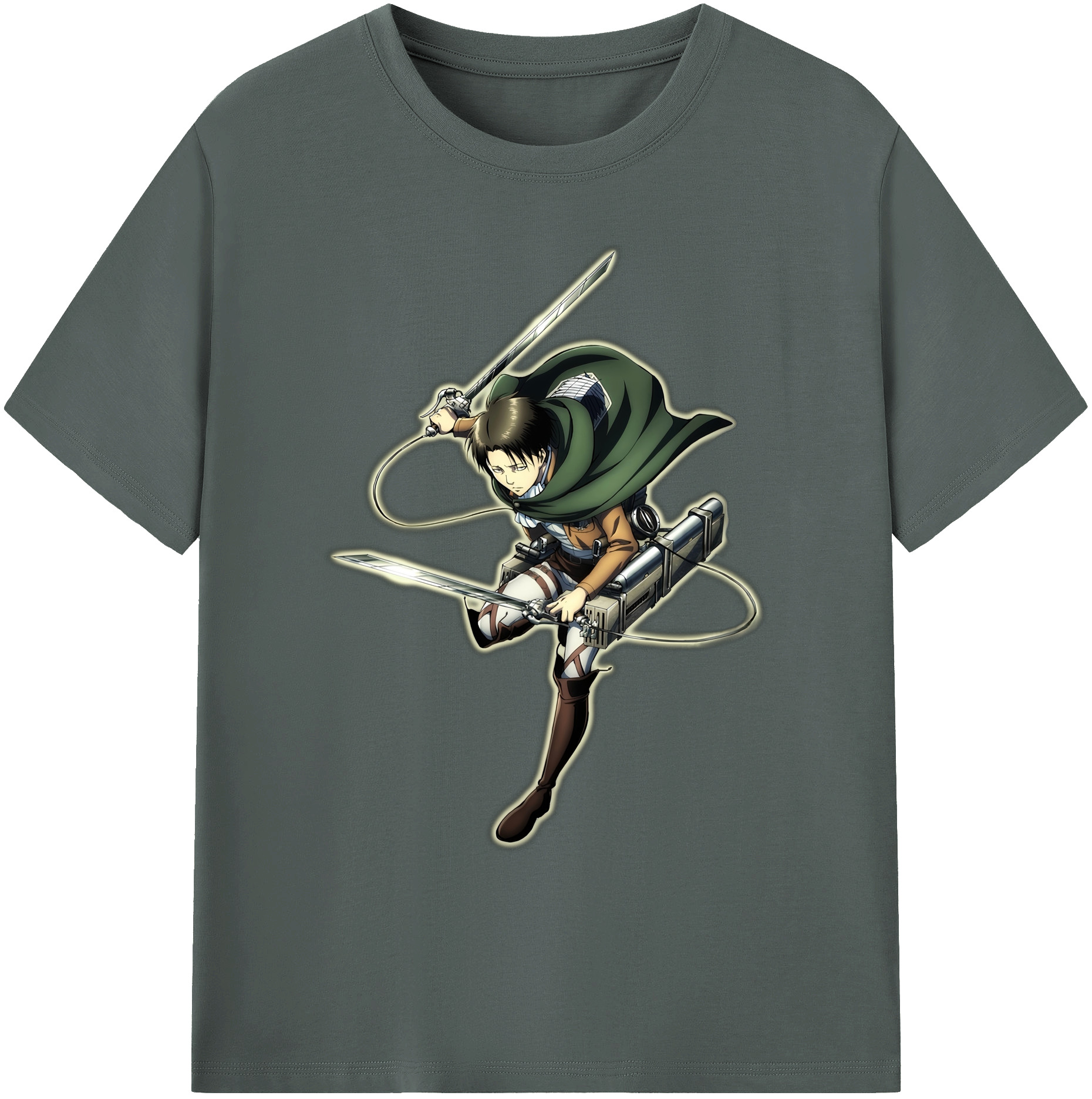 （画像用） 進撃の巨人 リヴァイ·アッカーマン Attack on Titan Levi Ackerman 綿100％ メンズ半袖Tシャツ｜肌触りやわらか＆通気性